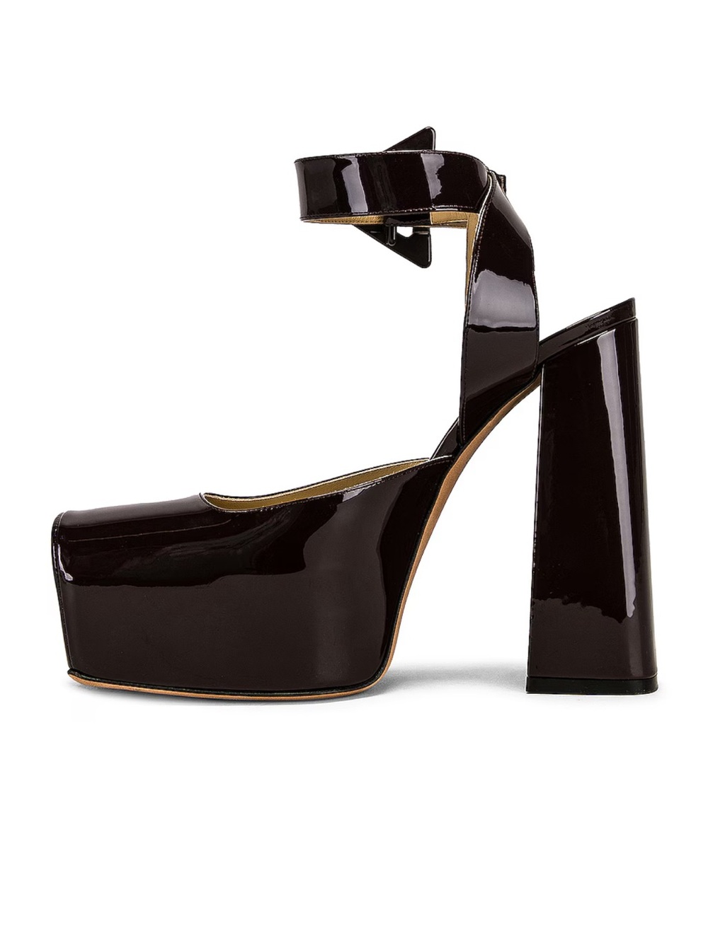BOTTEGA VENETA Patent Platform Block Heel Ankle-Strap Pumps - Dark Brown - Picture 11 of 15